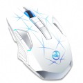 Mouse Nou pentru Gaming, HXSJ T300, 2400dpi, 7 Butoane, RGB, Alb, Wireless